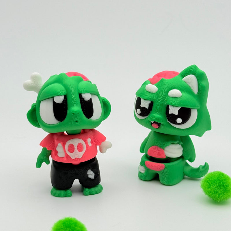 Star-Eyed Zombie Cat and Zombie Munchkin