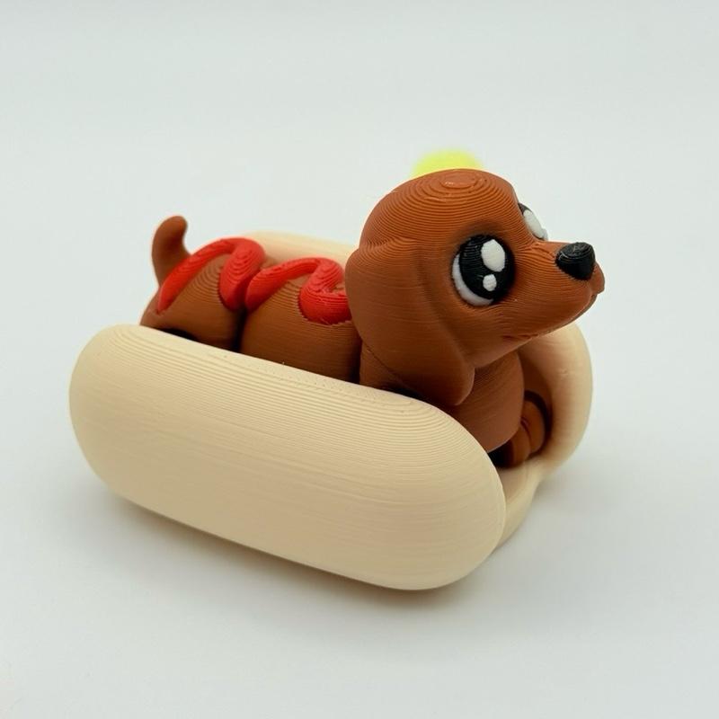 Baby Hotdog Dachshund | 3D Printed | Articulated Collectible for Desk Decoration