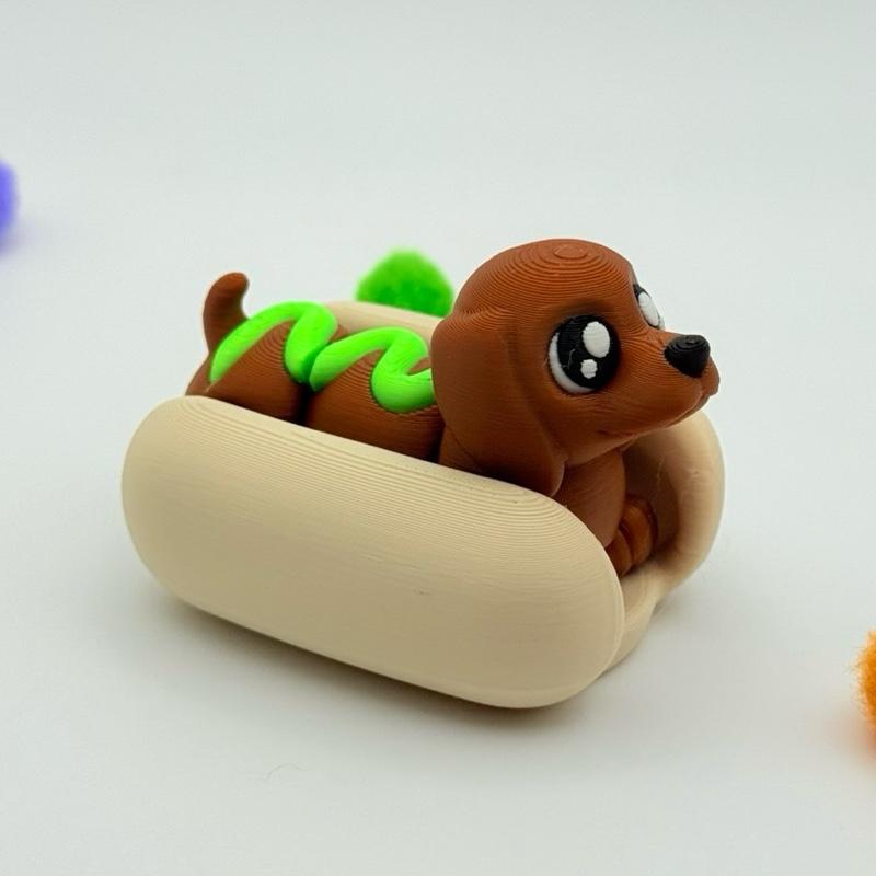 Baby Hotdog Dachshund | 3D Printed | Articulated Collectible for Desk Decoration