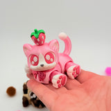 Chocolate & Strawberry Kitties | 3D Printed | Articulated Collectible for Desk