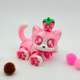Chocolate & Strawberry Kitties | 3D Printed | Articulated Collectible for Desk