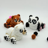 Bear Cub Set of 3 | 3D Printed | Articulated Collectible for Desk  Monster Decor Nature Panda Polar Brown