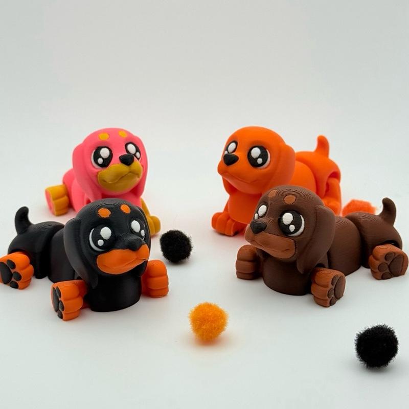 Cute Baby Dachshund | 3D Printed | Articulated Collectible for Desk Decoration Dog